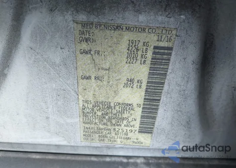 2017 Nissan Altima 2.5 S z USA, uszkodzony, nr VIN 1N4AL3AP6HN325197